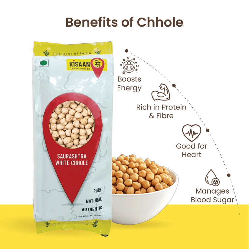 Saurashtra White Chhole | Desi & Unpolished | High in Protein & Fibre | Tastes Better - KisaanSay