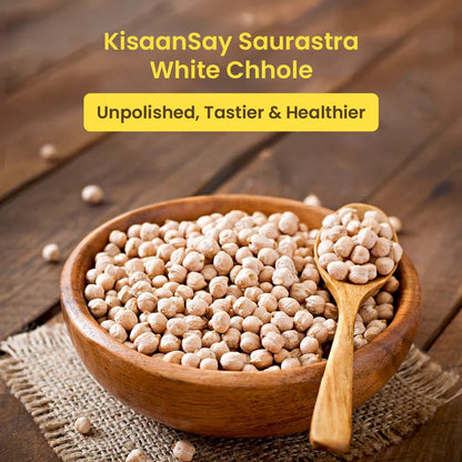 Saurashtra White Chhole | Desi & Unpolished | High in Protein & Fibre | Tastes Better - KisaanSay