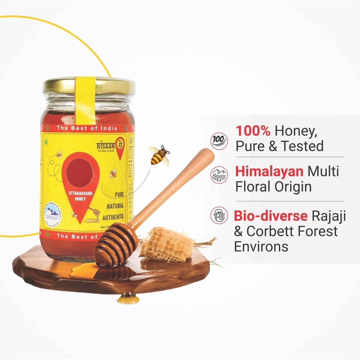 Uttarakhand Honey | Direct from Himalayan Corbett & Rajaji forest environs | 100% Pure & Tested | No Added Sugar - KisaanSay