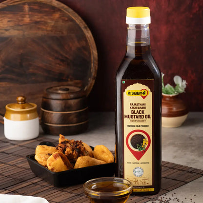 Rajasthani Kachi Ghani Mustard Oil (Black)  - Wood Pressed