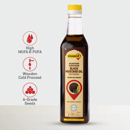 Rajasthani Kachi Ghani Black Mustard Oil  - Wood Pressed