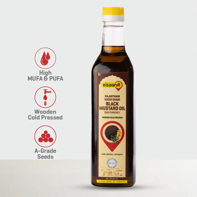 Rajasthani Kachi Ghani Mustard Oil (Black)  - Wood Pressed
