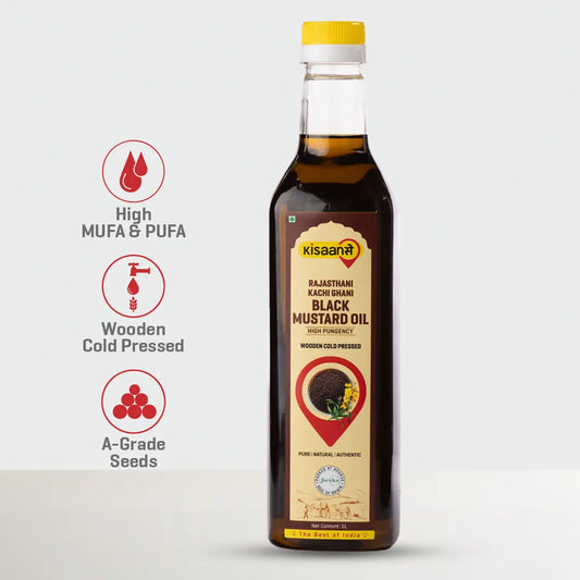 Rajasthani Kachi Ghani Mustard Oil (Black)  - Wood Pressed