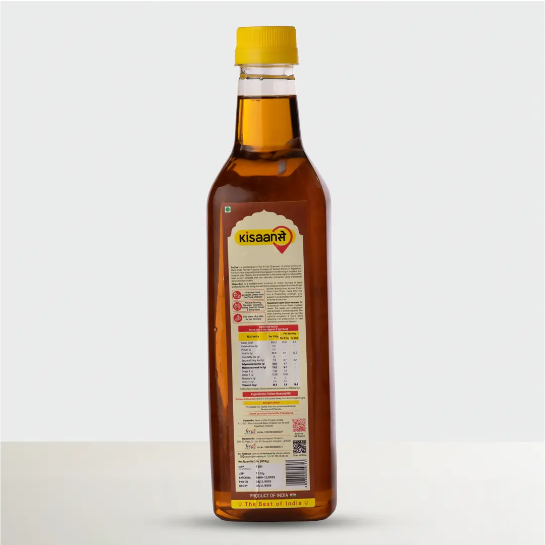 Rajasthani Kachi Ghani Mustard Oil (Yellow) - Wood Pressed